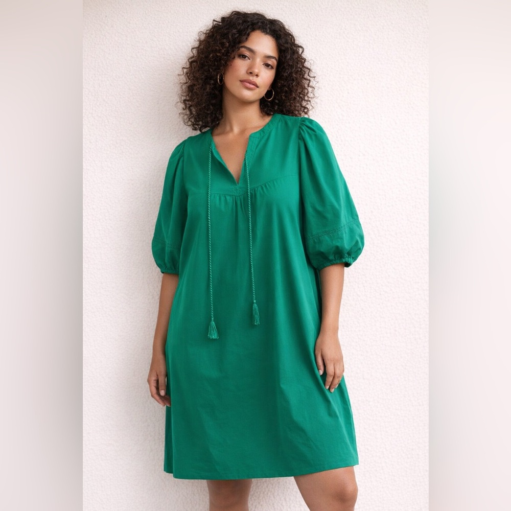 Knox Rose Green Oversized Mini Dress XL Romantic Boho Cottagecore Euro Summer